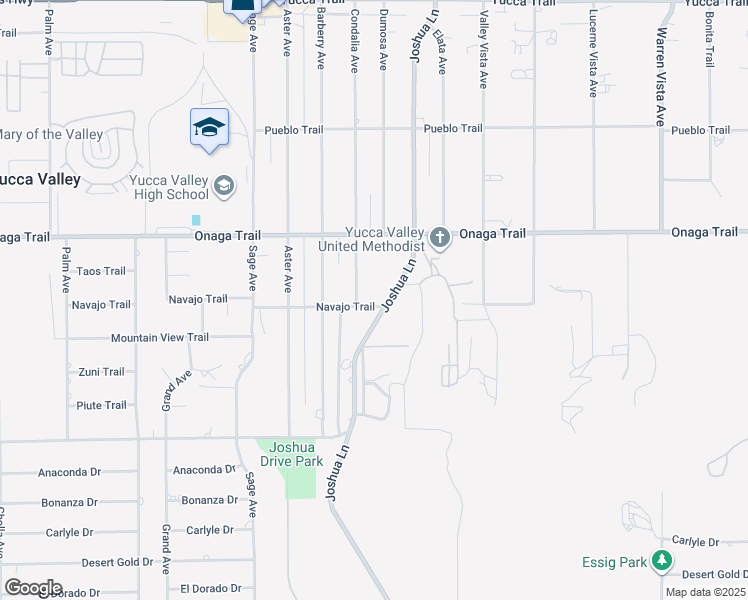 map of restaurants, bars, coffee shops, grocery stores, and more near 57136 Navajo Trail in Yucca Valley