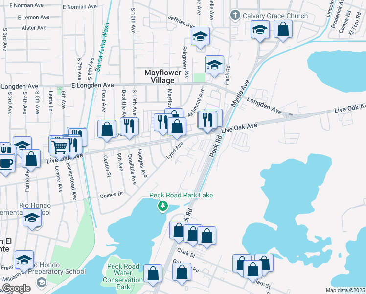 map of restaurants, bars, coffee shops, grocery stores, and more near 4384 Lynd Avenue in Arcadia