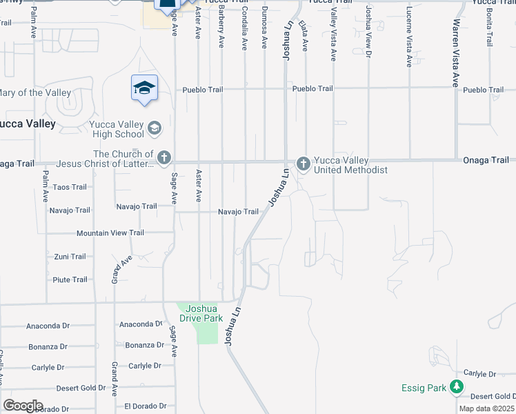 map of restaurants, bars, coffee shops, grocery stores, and more near 57136 Navajo Trail in Yucca Valley