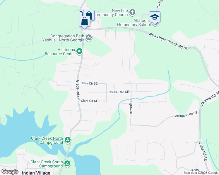 map of restaurants, bars, coffee shops, grocery stores, and more near 4273 Clark Circle Southeast in Acworth