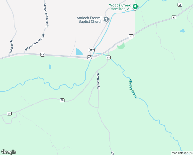 map of restaurants, bars, coffee shops, grocery stores, and more near County Road 98 in Hamilton