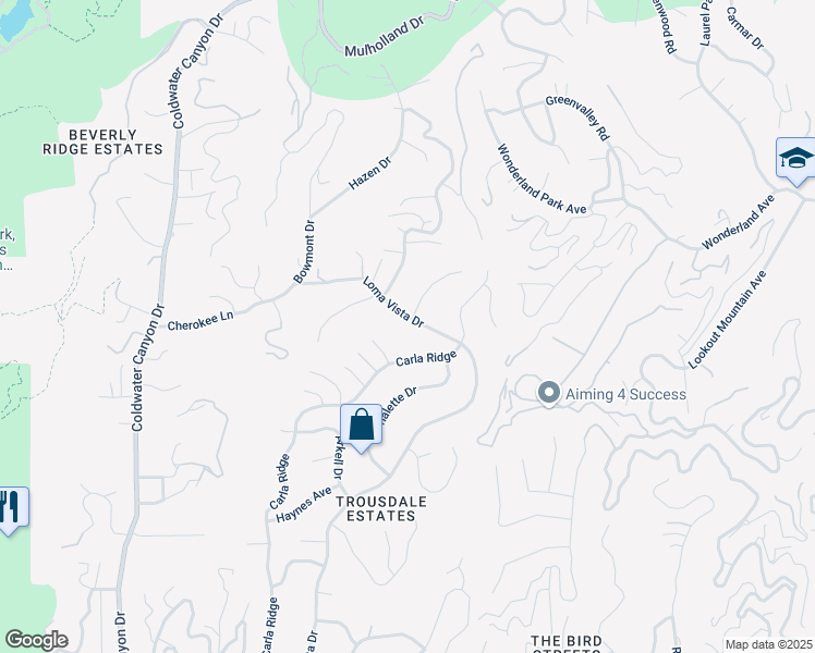 map of restaurants, bars, coffee shops, grocery stores, and more near 1935 Loma Vista Drive in Beverly Hills