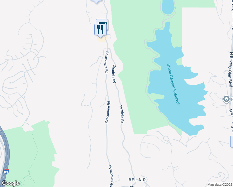 map of restaurants, bars, coffee shops, grocery stores, and more near 2121 Stradella Road in Los Angeles
