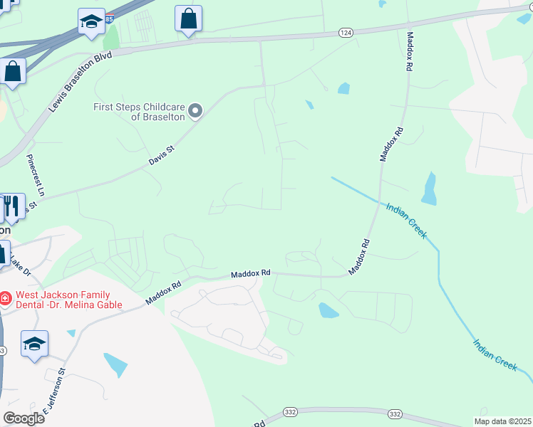 map of restaurants, bars, coffee shops, grocery stores, and more near 485 Traminer Way in Braselton