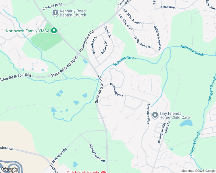 map of restaurants, bars, coffee shops, grocery stores, and more near 1411 Riverwalk Way in Irmo