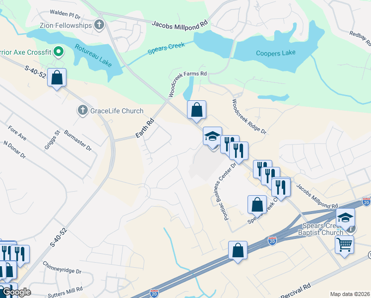 map of restaurants, bars, coffee shops, grocery stores, and more near 154 Brockway Drive in Columbia