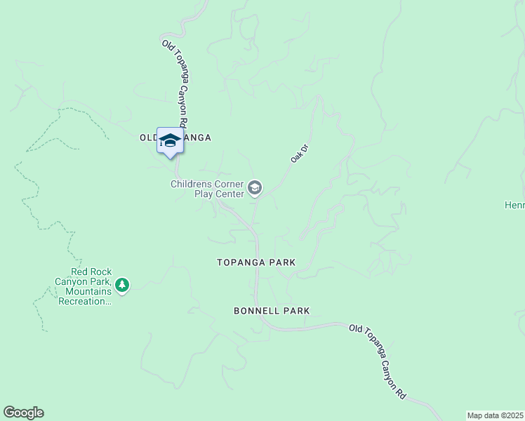 map of restaurants, bars, coffee shops, grocery stores, and more near 1518 Valley Drive in Topanga