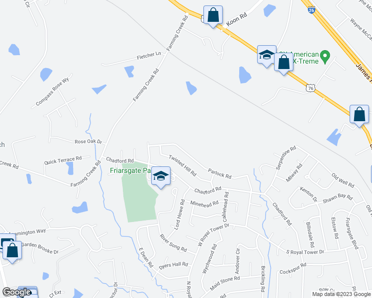 map of restaurants, bars, coffee shops, grocery stores, and more near 553 Parlock Road in Irmo