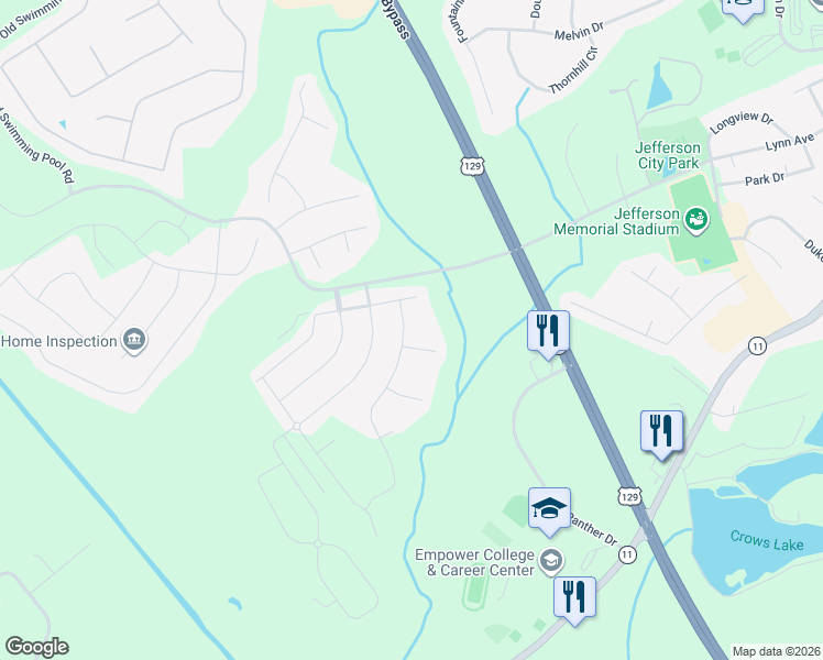 map of restaurants, bars, coffee shops, grocery stores, and more near 1023 Ruddy Duck Drive in Jefferson