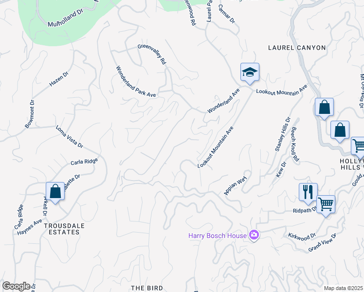 map of restaurants, bars, coffee shops, grocery stores, and more near 8926 Crescent Drive in West Hollywood