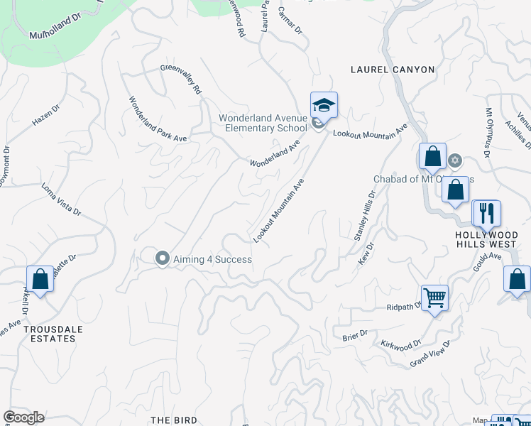 map of restaurants, bars, coffee shops, grocery stores, and more near 8631 Crescent Drive in Los Angeles