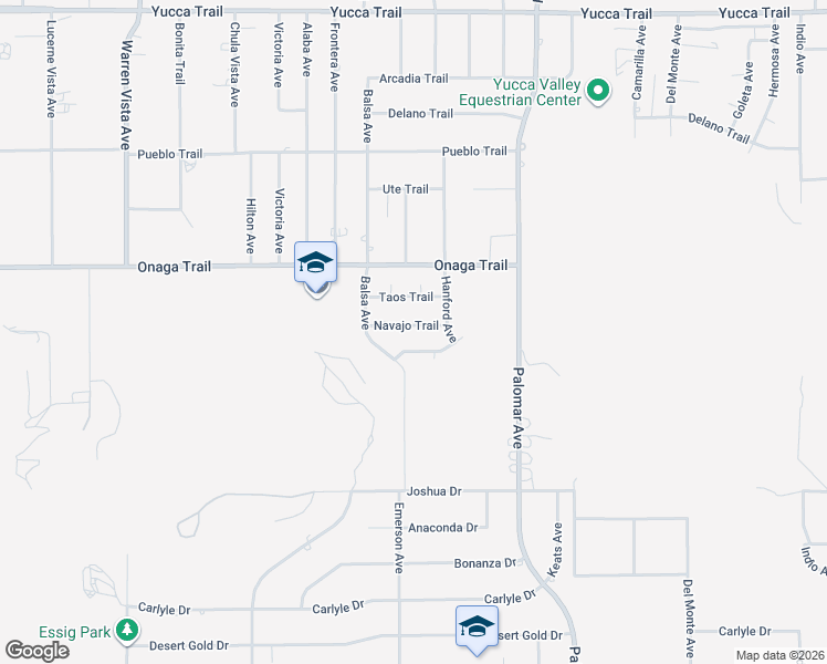 map of restaurants, bars, coffee shops, grocery stores, and more near 58336 Mountain View Trail in Yucca Valley