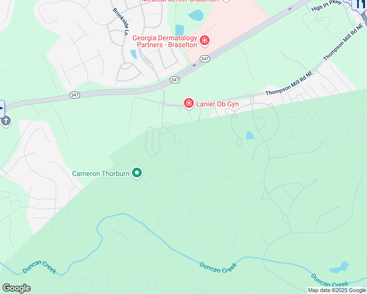 map of restaurants, bars, coffee shops, grocery stores, and more near 2488 Red Wine Oak Drive in Braselton