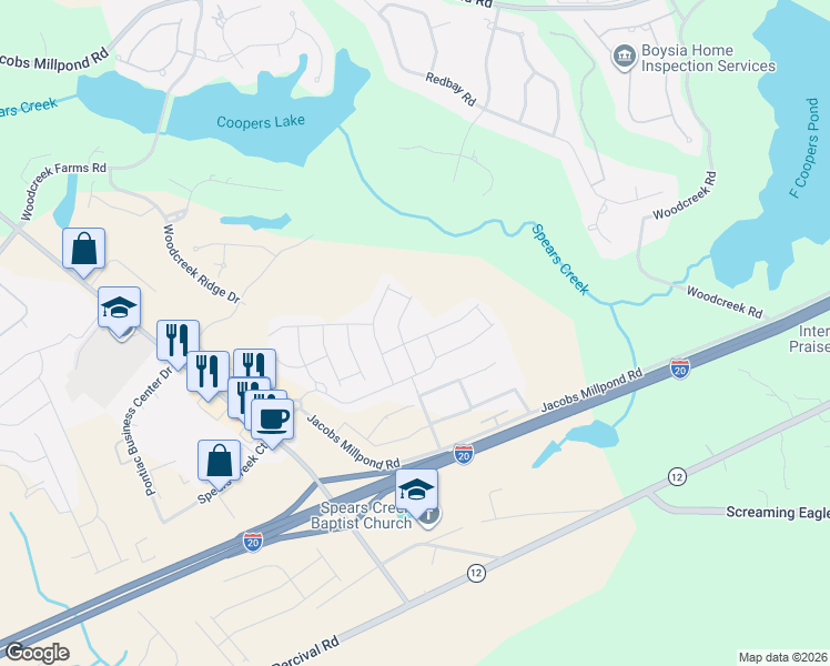 map of restaurants, bars, coffee shops, grocery stores, and more near 737 South Pinewalk Way in Elgin