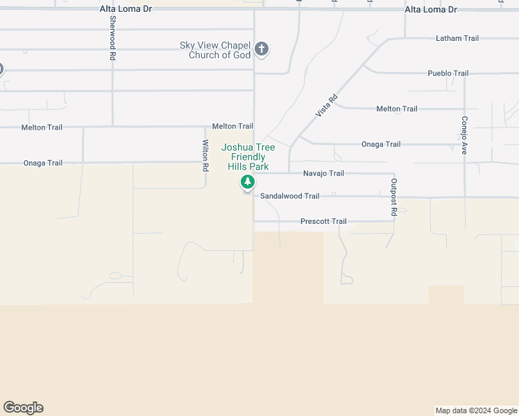 map of restaurants, bars, coffee shops, grocery stores, and more near 7837 Sunny Vista Road in Joshua Tree
