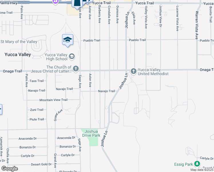 map of restaurants, bars, coffee shops, grocery stores, and more near 7812 Condalia Avenue in Yucca Valley