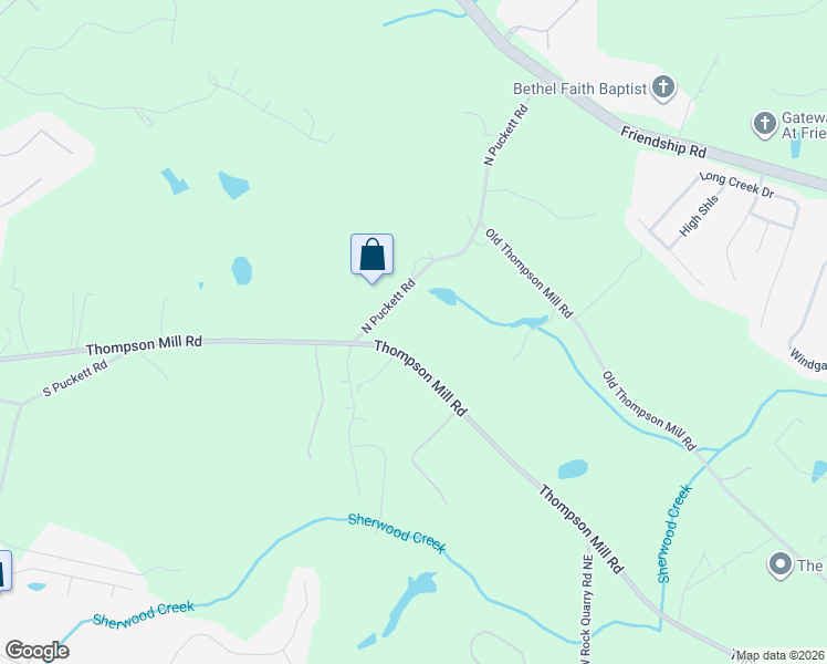 map of restaurants, bars, coffee shops, grocery stores, and more near 3531 Thompson Mill Road in Buford