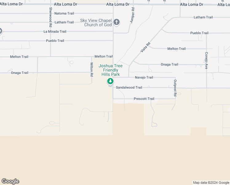 map of restaurants, bars, coffee shops, grocery stores, and more near 7837 Sunny Vista Road in Joshua Tree