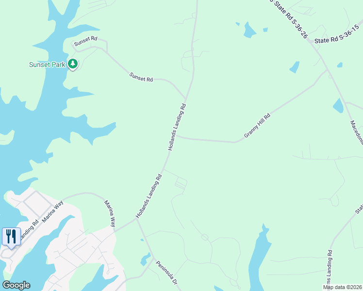 map of restaurants, bars, coffee shops, grocery stores, and more near 1087 Hollands Landing Road in Prosperity