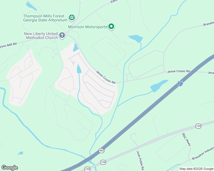 map of restaurants, bars, coffee shops, grocery stores, and more near 402 Franklin Street in Braselton