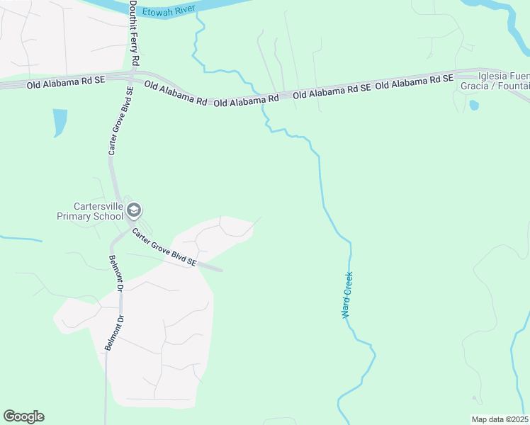 map of restaurants, bars, coffee shops, grocery stores, and more near 35 Bridgestone Way in Cartersville