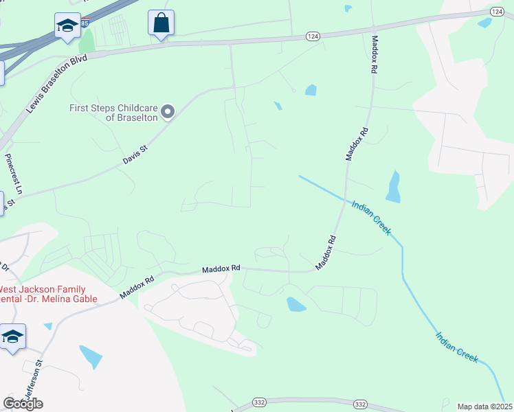 map of restaurants, bars, coffee shops, grocery stores, and more near 429 Traminer Way in Braselton