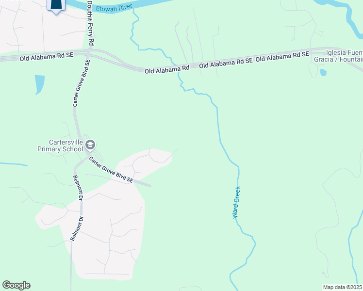 map of restaurants, bars, coffee shops, grocery stores, and more near 35 Bridgestone Way in Cartersville