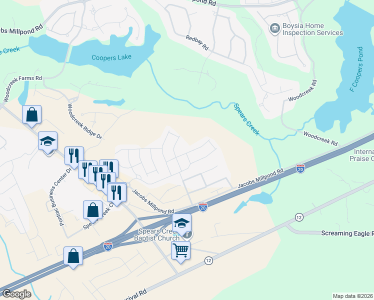map of restaurants, bars, coffee shops, grocery stores, and more near 737 South Pinewalk Way in Elgin