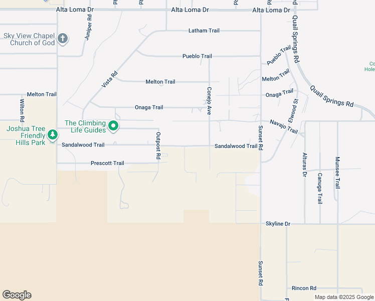 map of restaurants, bars, coffee shops, grocery stores, and more near 61413 Sandalwood Trail in Joshua Tree