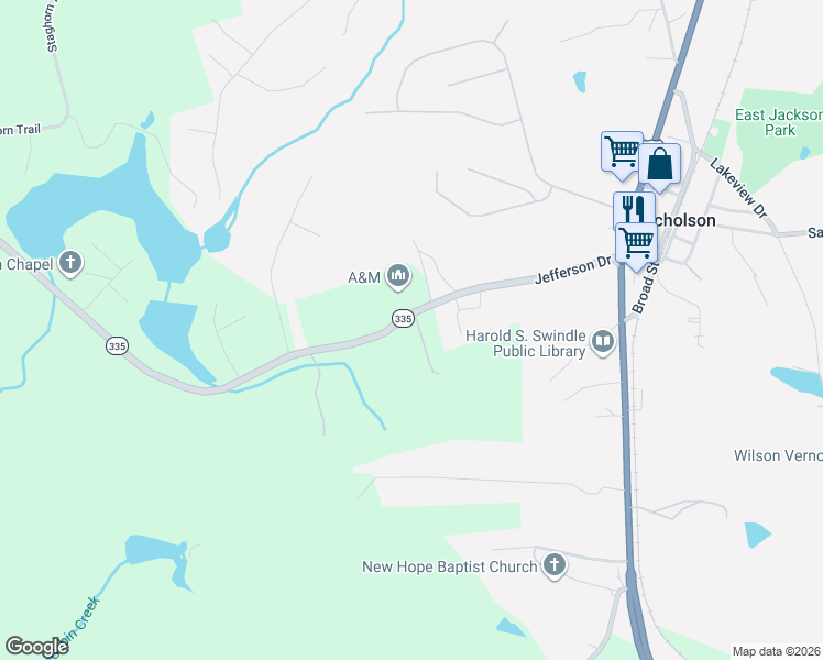 map of restaurants, bars, coffee shops, grocery stores, and more near 7896 Brockton Road in Nicholson