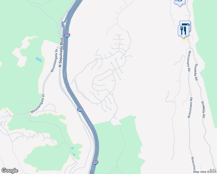map of restaurants, bars, coffee shops, grocery stores, and more near 11730 Stonehenge Lane in Los Angeles
