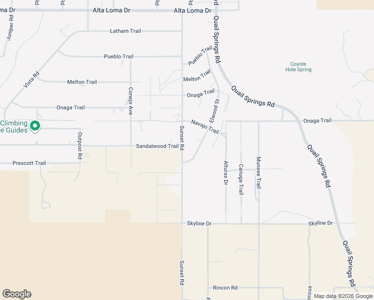 map of restaurants, bars, coffee shops, grocery stores, and more near 7895 Sunset Road in Joshua Tree