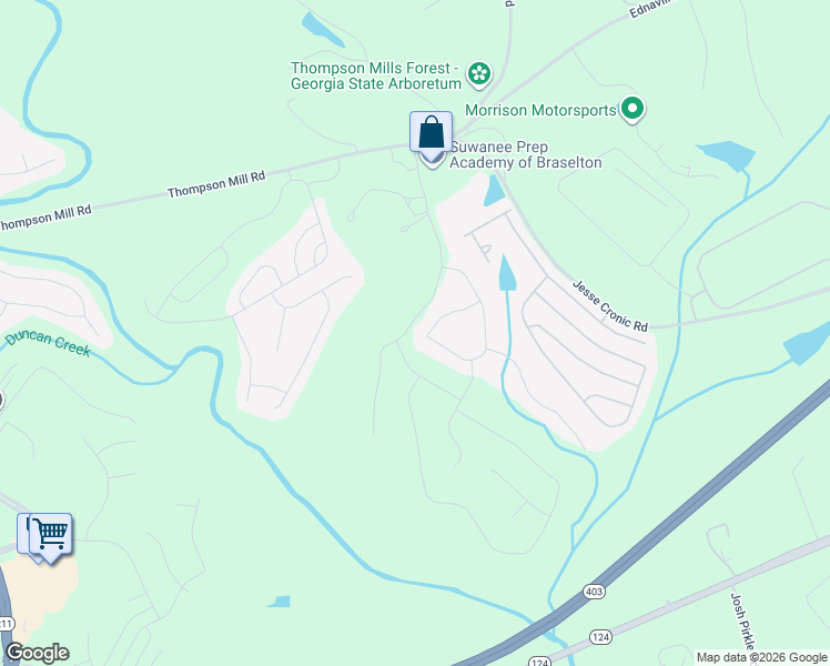 map of restaurants, bars, coffee shops, grocery stores, and more near 253 Bakers Farm Circle in Braselton