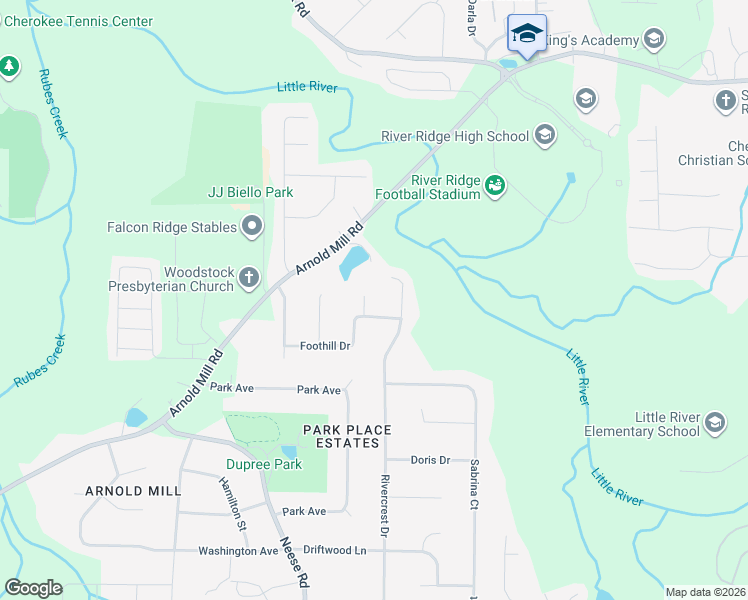 map of restaurants, bars, coffee shops, grocery stores, and more near 404 Seneca Court in Woodstock