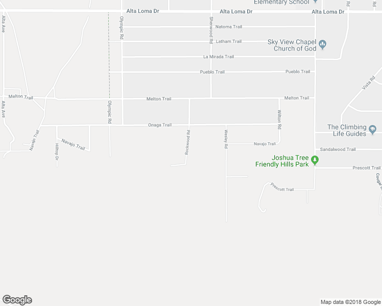 map of restaurants, bars, coffee shops, grocery stores, and more near 7809 Rockwood Road in Joshua Tree