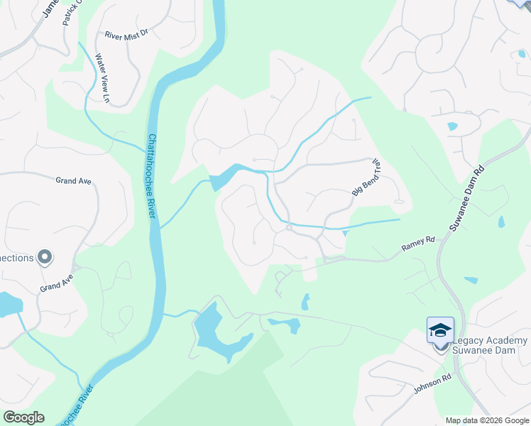 map of restaurants, bars, coffee shops, grocery stores, and more near 5949 Grand Loop Road in Sugar Hill
