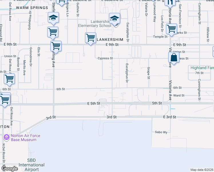 map of restaurants, bars, coffee shops, grocery stores, and more near 7942 Lankershim Avenue in Highland