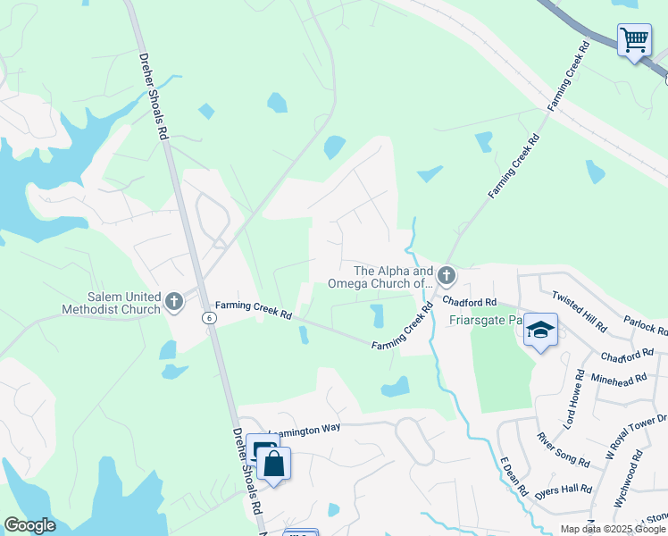 map of restaurants, bars, coffee shops, grocery stores, and more near 204 Amber Ridge Trail in Irmo