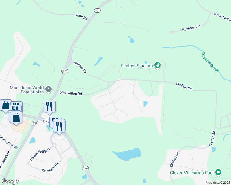 map of restaurants, bars, coffee shops, grocery stores, and more near 724 Timpelton Court in Hoschton