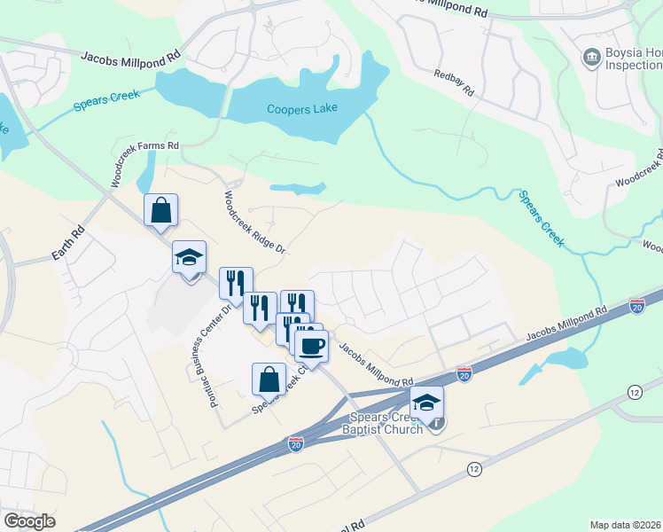map of restaurants, bars, coffee shops, grocery stores, and more near 1111 Declaration Drive in Elgin
