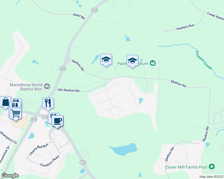 map of restaurants, bars, coffee shops, grocery stores, and more near 724 Timpelton Court in Hoschton