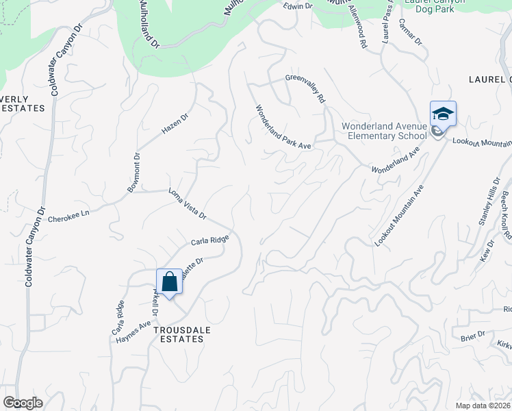 map of restaurants, bars, coffee shops, grocery stores, and more near 8883 Sunset Crest Place in Los Angeles