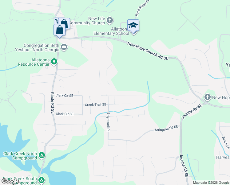 map of restaurants, bars, coffee shops, grocery stores, and more near 4224 Bryan Drive in Acworth