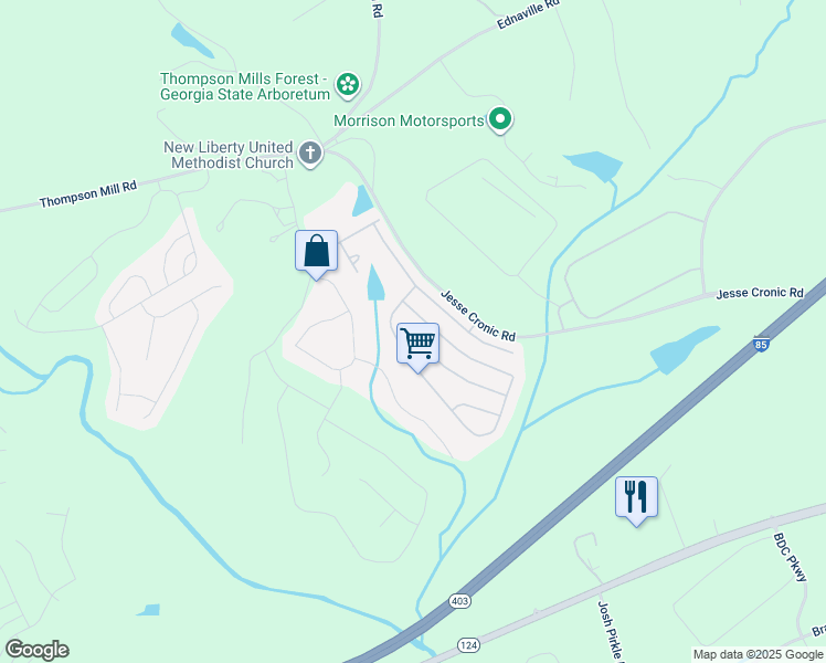 map of restaurants, bars, coffee shops, grocery stores, and more near 1551 Jesse Cronic Court in Braselton
