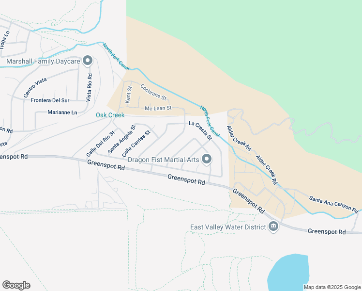 map of restaurants, bars, coffee shops, grocery stores, and more near 7850 La Nita Street in Highland