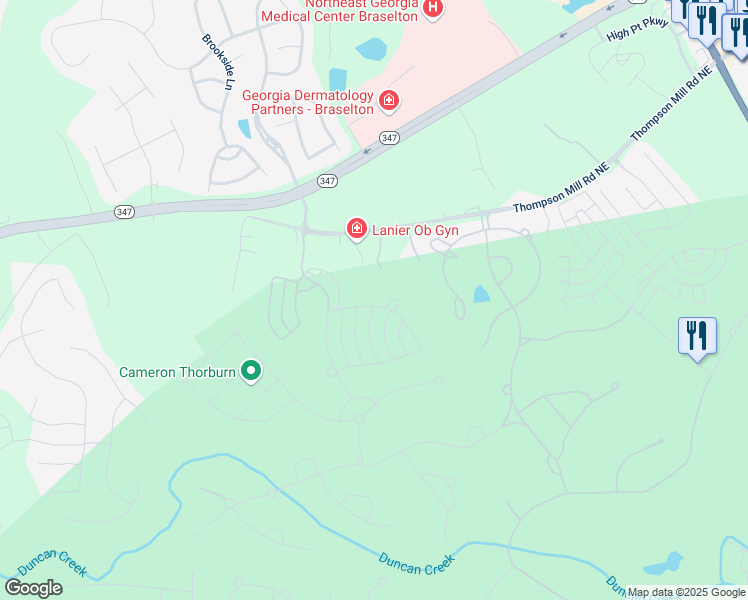 map of restaurants, bars, coffee shops, grocery stores, and more near 5741 Autumn Flame Drive Northeast in Braselton