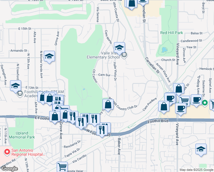 map of restaurants, bars, coffee shops, grocery stores, and more near 7862 Alta Cuesta Drive in Rancho Cucamonga