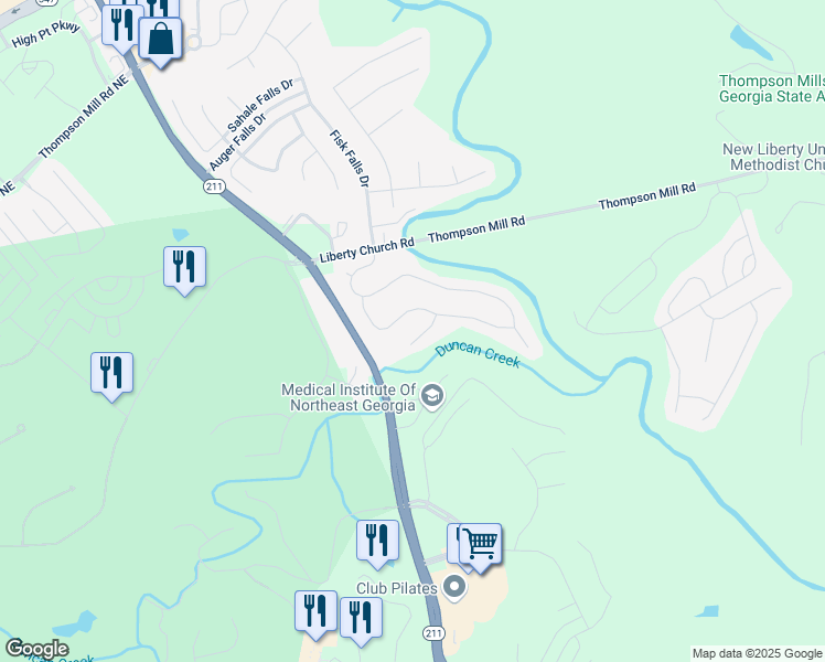 map of restaurants, bars, coffee shops, grocery stores, and more near in Braselton