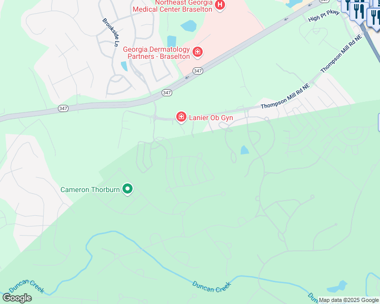 map of restaurants, bars, coffee shops, grocery stores, and more near 5741 Autumn Flame Drive Northeast in Braselton