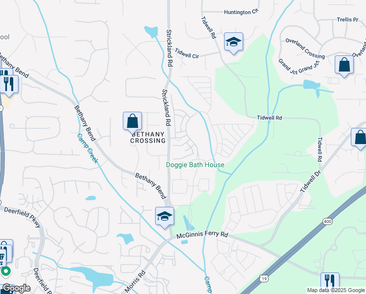 map of restaurants, bars, coffee shops, grocery stores, and more near 1040 Peyton View Court in Alpharetta